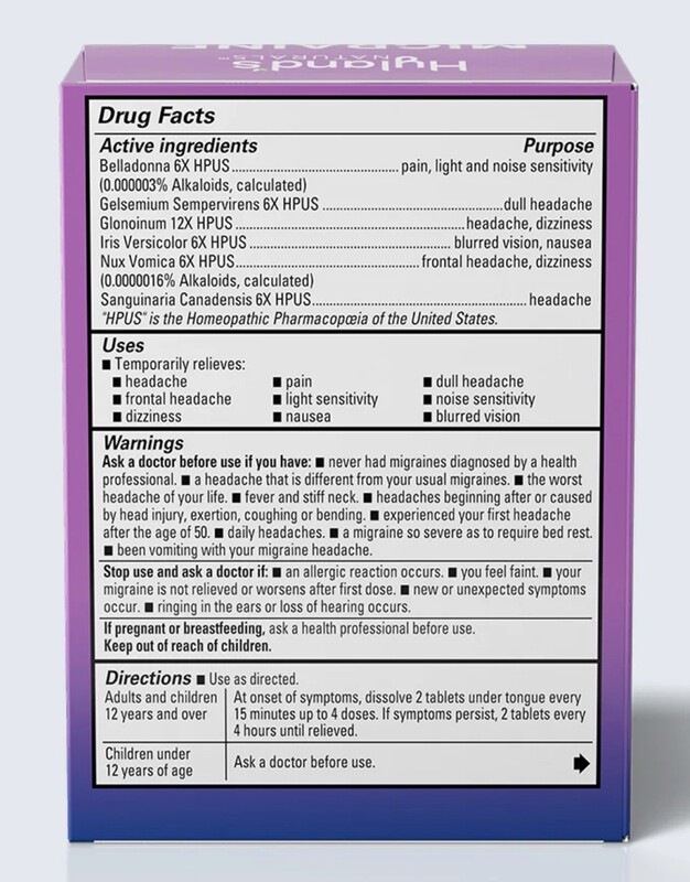 Hyland's Natural Migraine Relief 100 quick dissolve tabs