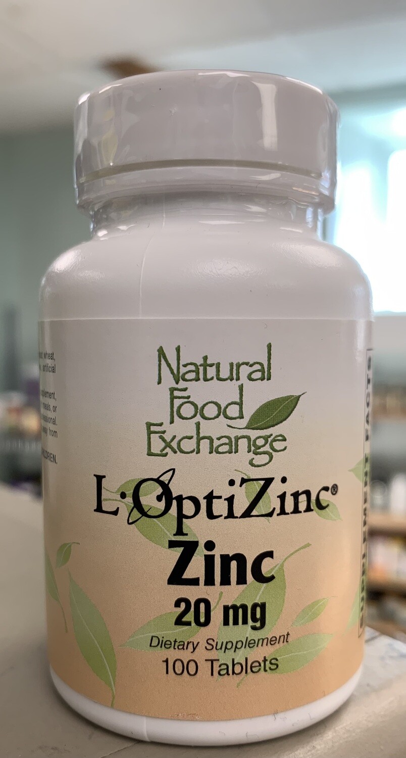 NATURAL FOOD EXCHANGE  L OptiZinc Zinc 20 mg. 100 Tabs.