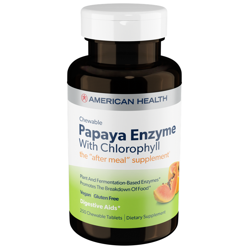 American Health Chewable Papaya Enzyme with Chlorophyll 250 tabs