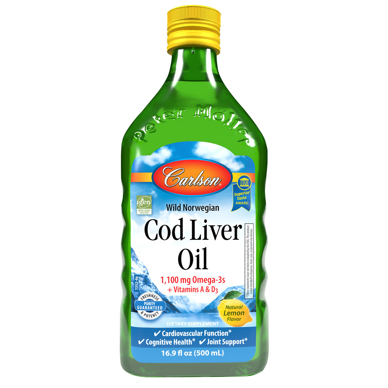 CARLSON Norwegian Cod Liver Oil Lemon Flavor 16.9 Fl. Oz.