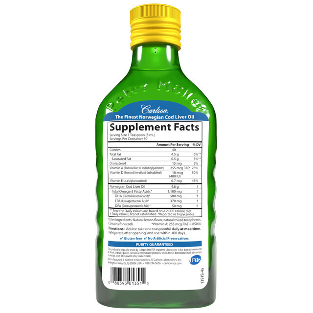 Carlson Cod Liver Oil Green Apple - 8.4 fl oz/250 ml