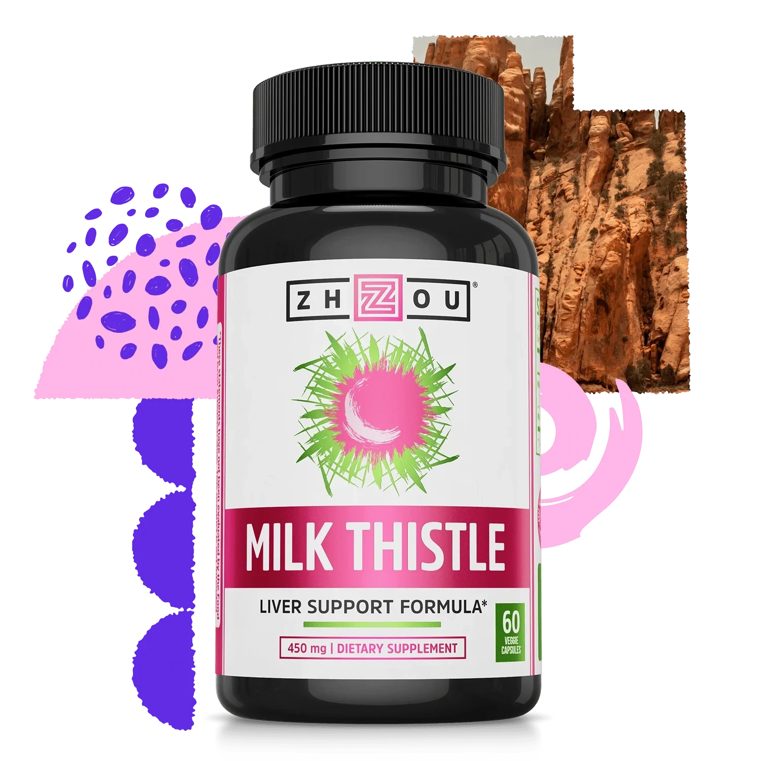 Zhou Milk Thistle 450mg 60 Veggie Capsules