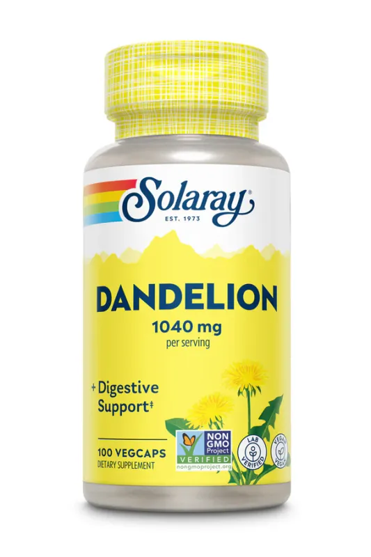 SOLARAY Org. Dandelion Root 520 mg. 100 Veg. Caps.