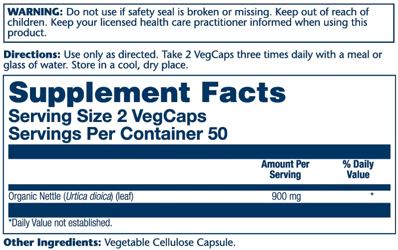 SOLARAY Org. Nettle Leaf 100 Veg. Caps.