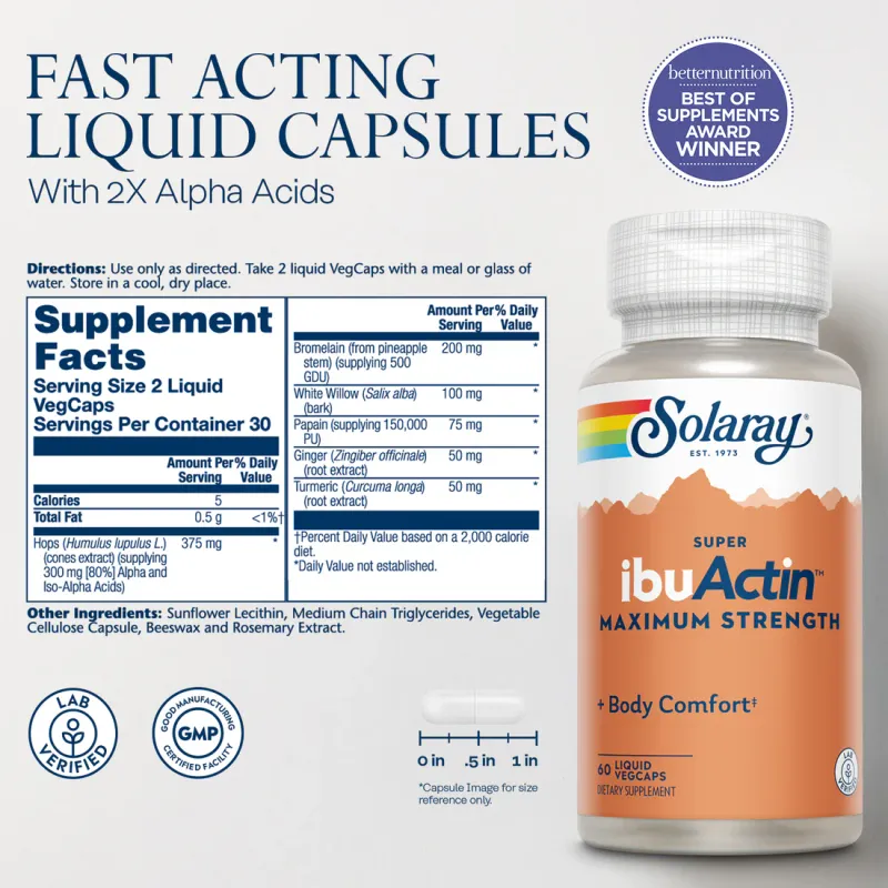 SOLARAY Super IbuActin Max Strength. 60 Liq Vcaps