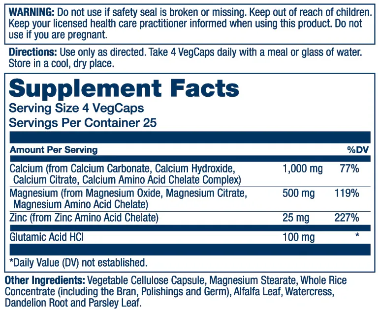 SOLARAY High Potency Cal-Mag Citrate 1:1 Ratio 180 Veg. Caps.