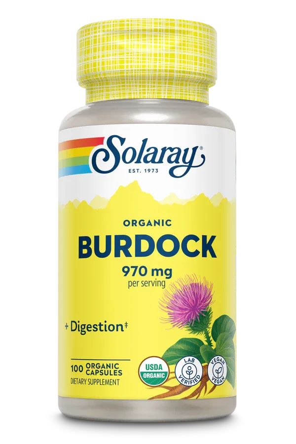 SOLARAY. Organic Burdock. 100 Veg. Caps.