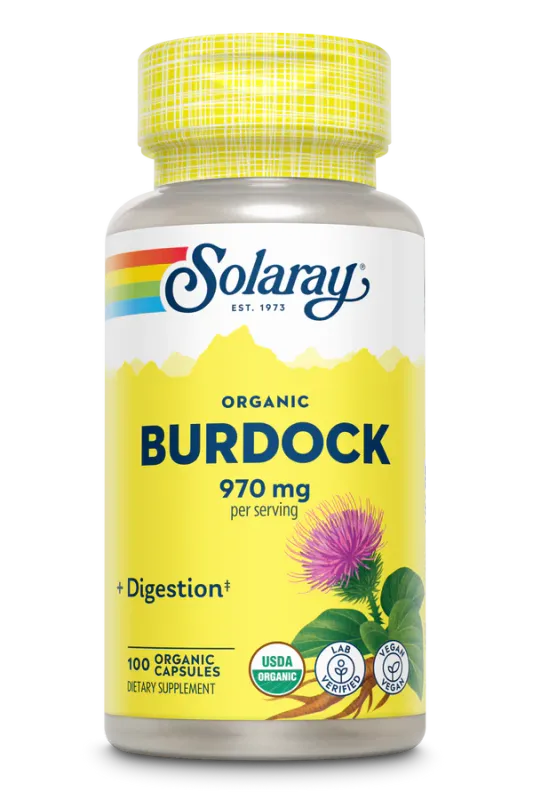 SOLARAY. Organic Burdock. 100 Veg. Caps.
