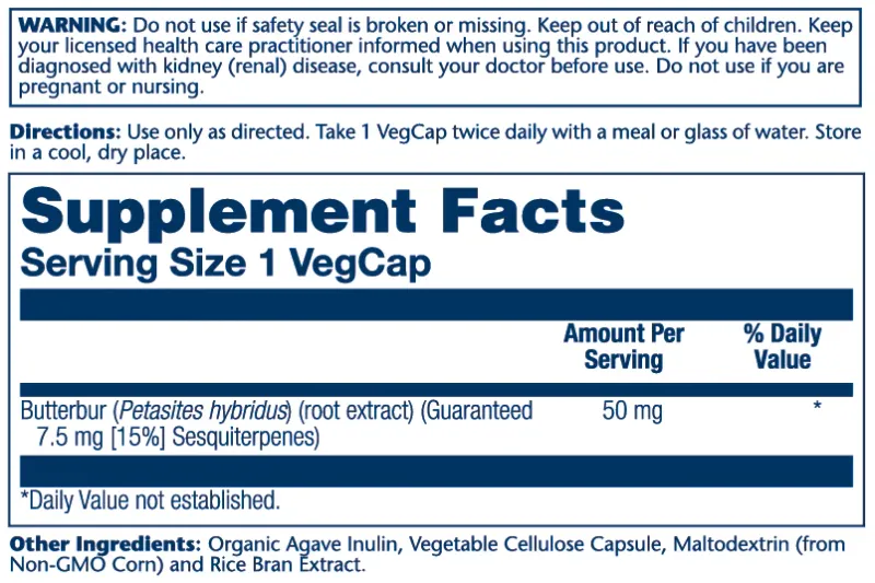 Solaray Butterbur 50 mg 60 vegetarian caps