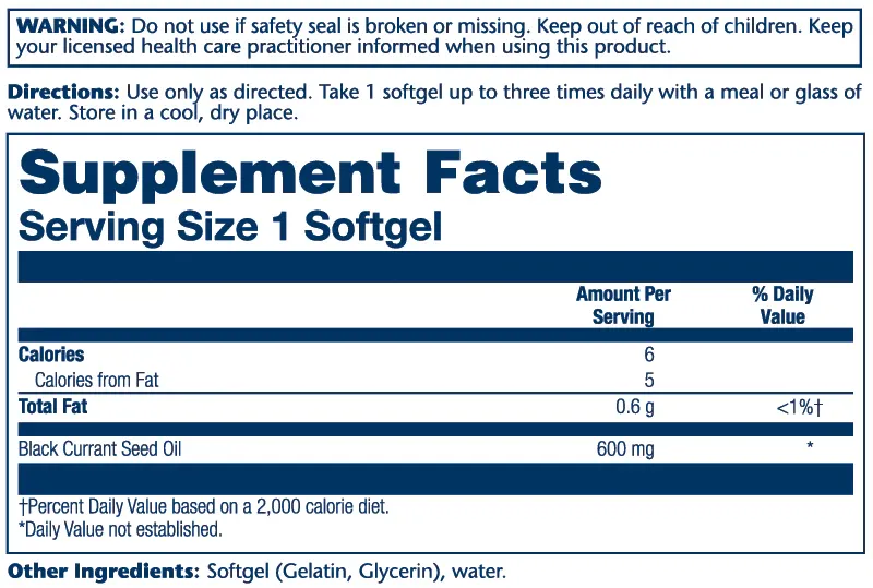 Solaray Black Currant Seed Oil  600mg 90sg