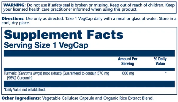 Solaray One Daily Turmeric 600mg 60 Veg Caps