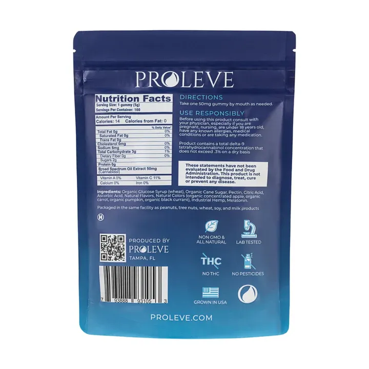 Proleve Broad Spectrum CBD Nighttime Formula Gummies 50mg 100 count
