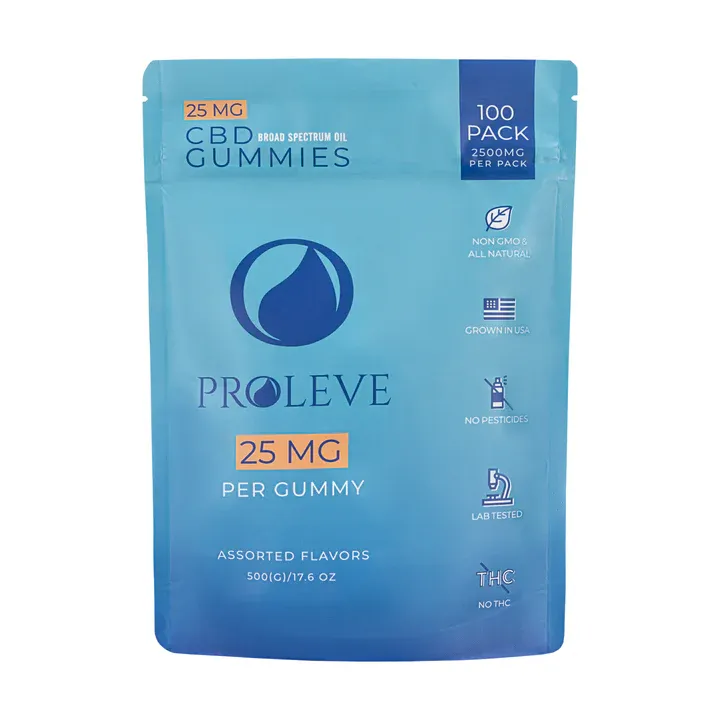 Proleve Broad Spectrum CBD Oil 25mg Gummies 100 count