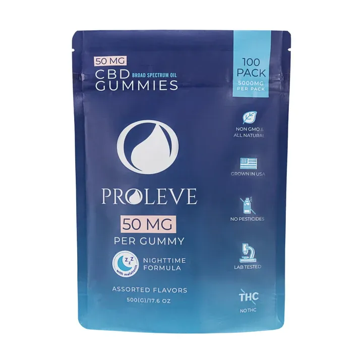 Proleve Broad Spectrum CBD Nighttime Formula Gummies 50mg 100 count