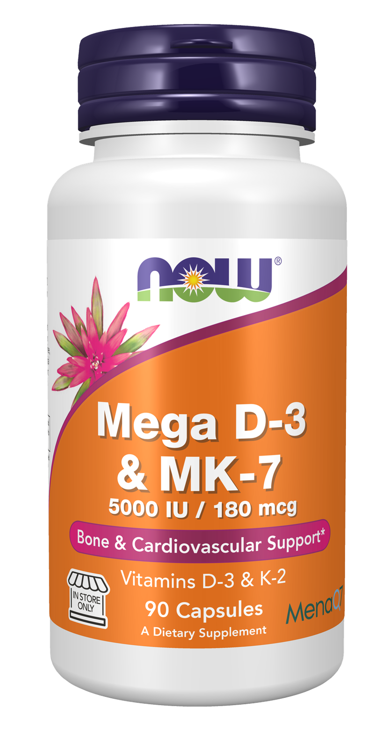 NOW Mega D-3 &amp; MK-7 5000IU / 180 mcg 90 caps
