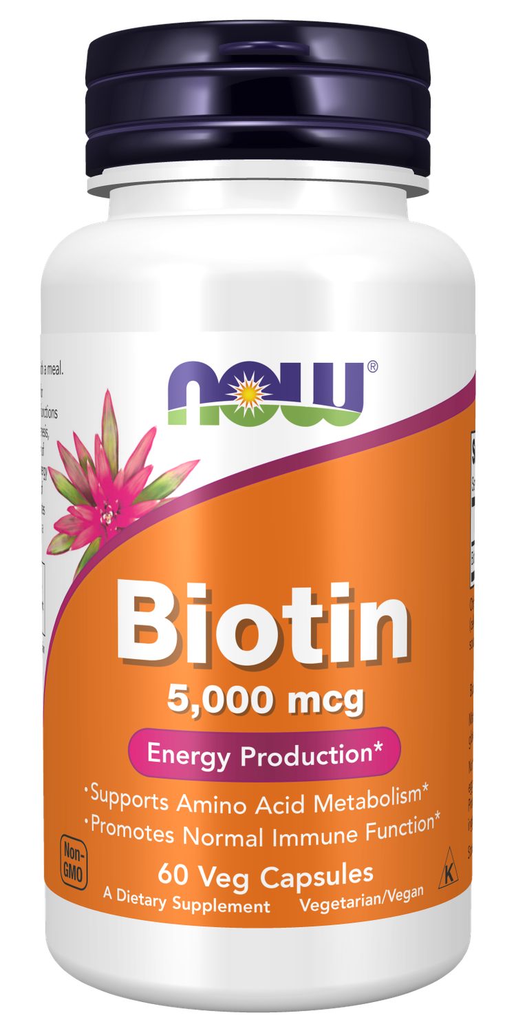 N.O.W. Biotin 5,000 mcg. 60 Veg. Caps.