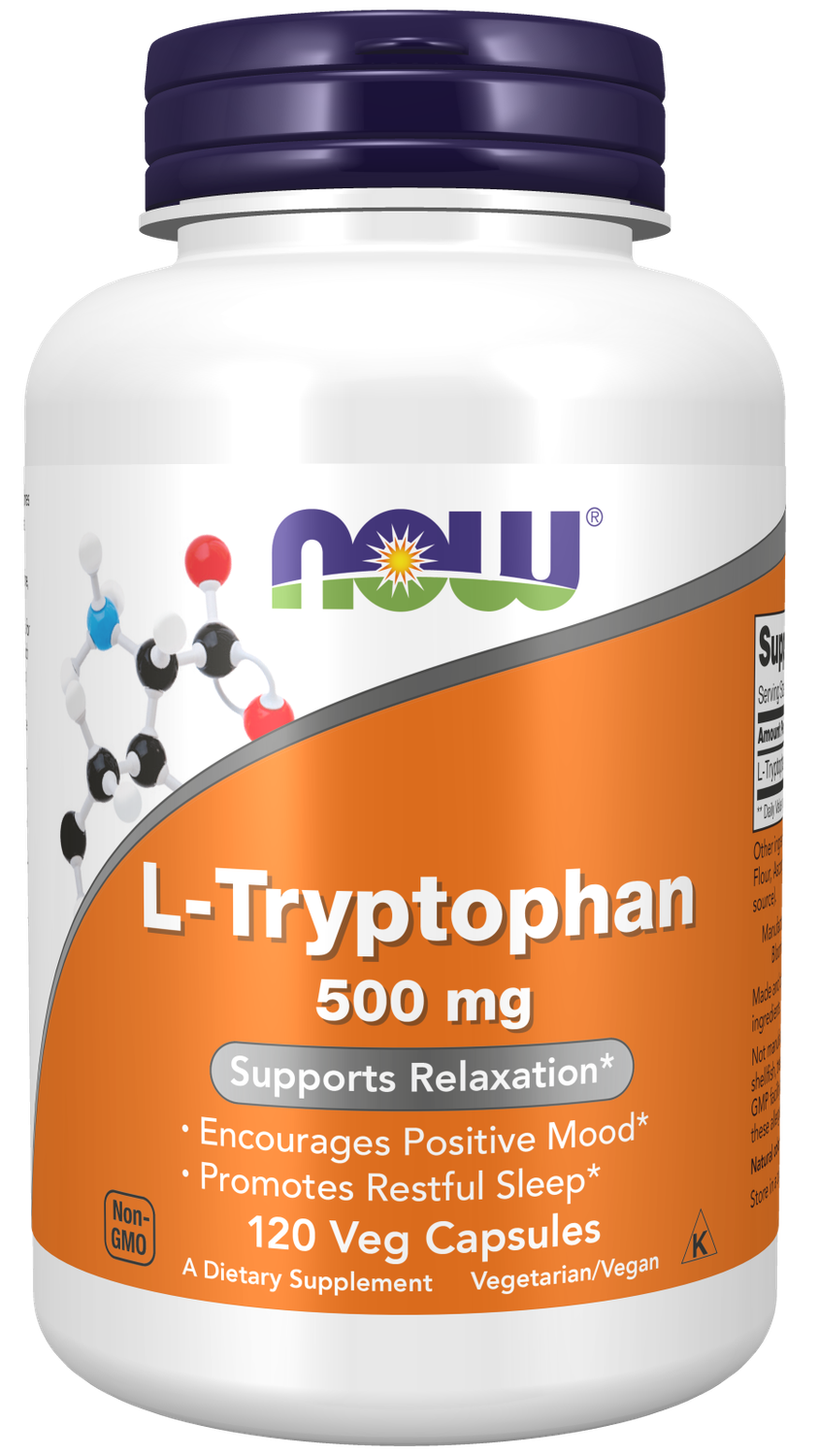NOW L-Tryptophan 500 mg. 120 Veg. Caps.