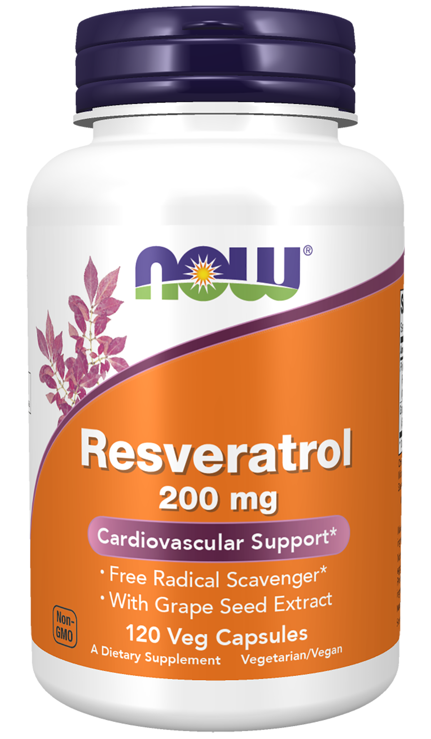 NOW Natural Reseveratrol 200 mg. 120 Veg. Caps.