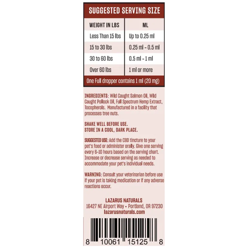Lazarus Naturals Wild Salmon 2,400mg Pet CDB Tincture