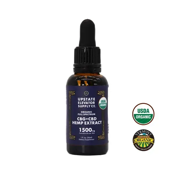Upstate Elevator Supply Co. Organic Full Spectrum CBG + CBD Hemp Extract 1500mg 1 fl oz