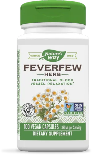 NATURE&#39;S WAY Feverfew 380 mg. 100 Veg. Caps.