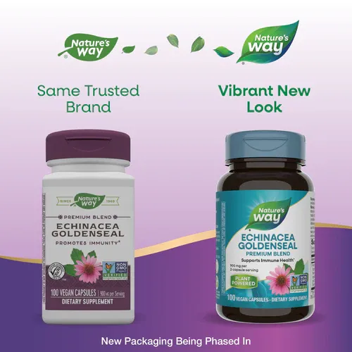 NATURE'S WAY Echinacea Goldenseal 100 Vegan Caps.