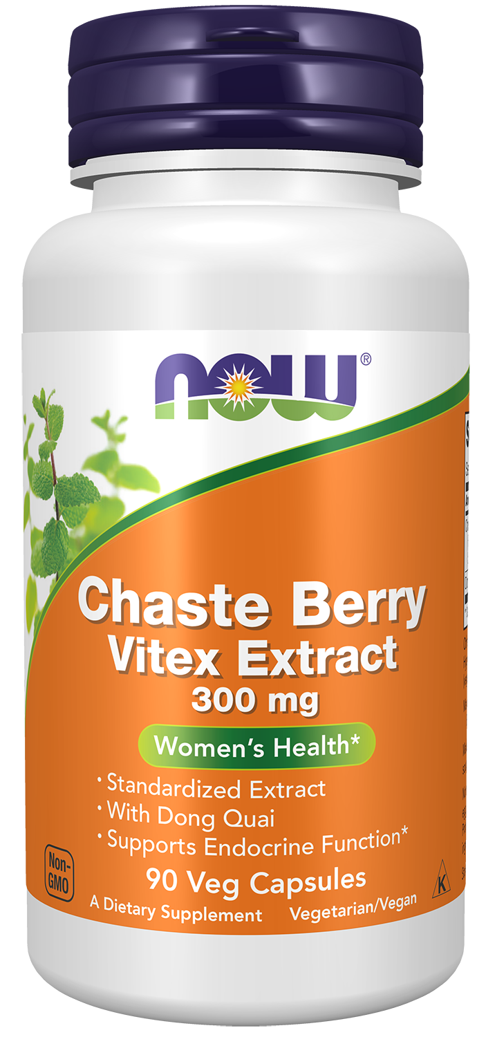 NOW Chaste Berry Vitex Extr. 300 mg. 90 Veg. Caps.