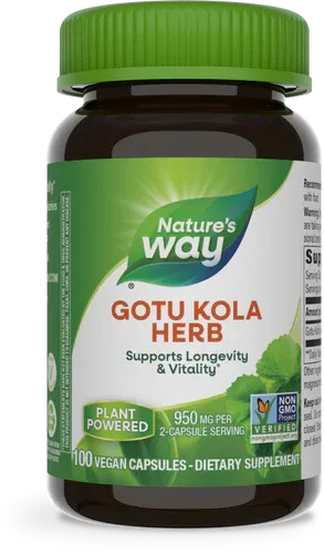 NATURE&#39;S WAY Gotu Kola Herb 475 mg. 100 Vegan Caps.