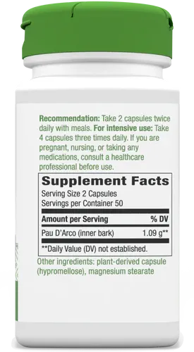 NATURE'S WAY Pau d'Arco 545 mg. 100 Veg. Caps.