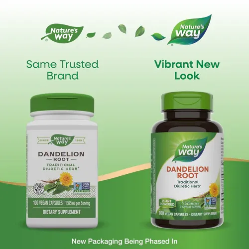 NATURE'S WAY Dandelion Root 525 mg. 100 Vegan Caps.