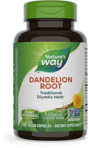 NATURE&#39;S WAY Dandelion Root 525 mg. 100 Vegan Caps.