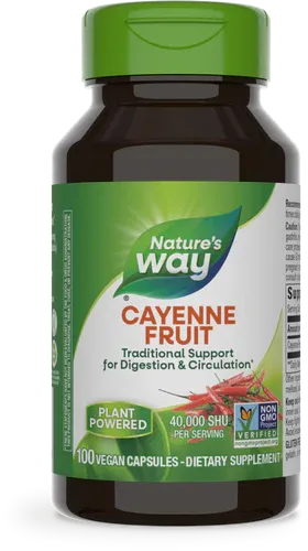 NATURE&#39;S WAY Cayenne 40,000 SHU Potency 100 Veg. Caps.