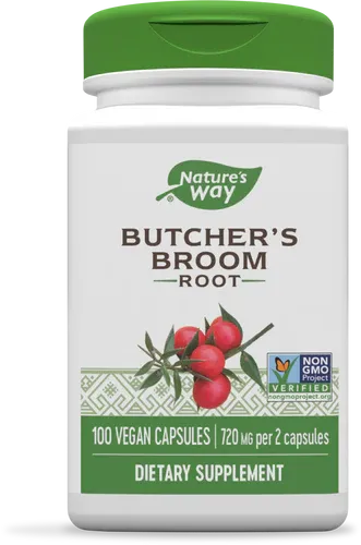NATURE&#39;S WAY Butcher&#39;s Broom 470 mg. 100 Veg. Caps.
