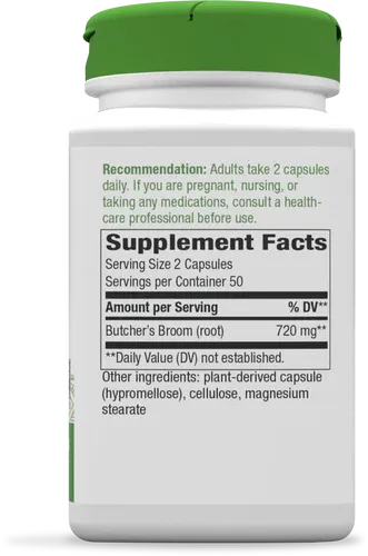 NATURE'S WAY Butcher's Broom 470 mg. 100 Veg. Caps.