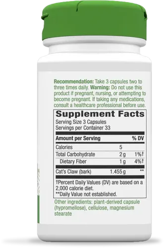 NATURE'S WAY Cat's Claw Bark 485 mg. 100 Veg. Caps.