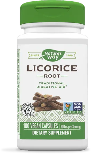 NATURE&#39;S WAY Licorice Root 450 mg. 100 Veg. Caps.