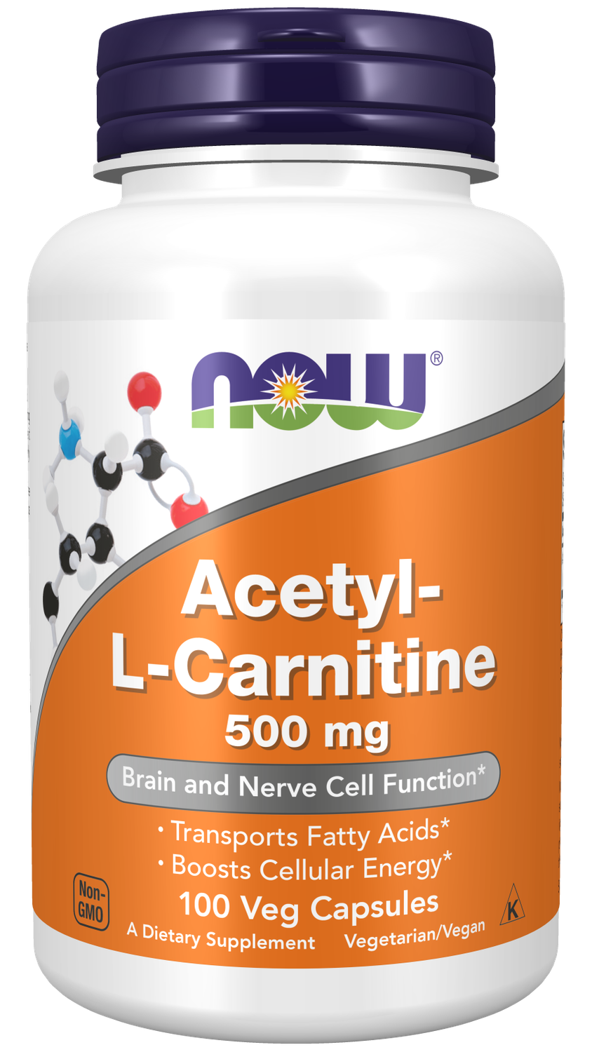 NOW Acetyl-L-Carnitine 500 mg. 100 veg caps