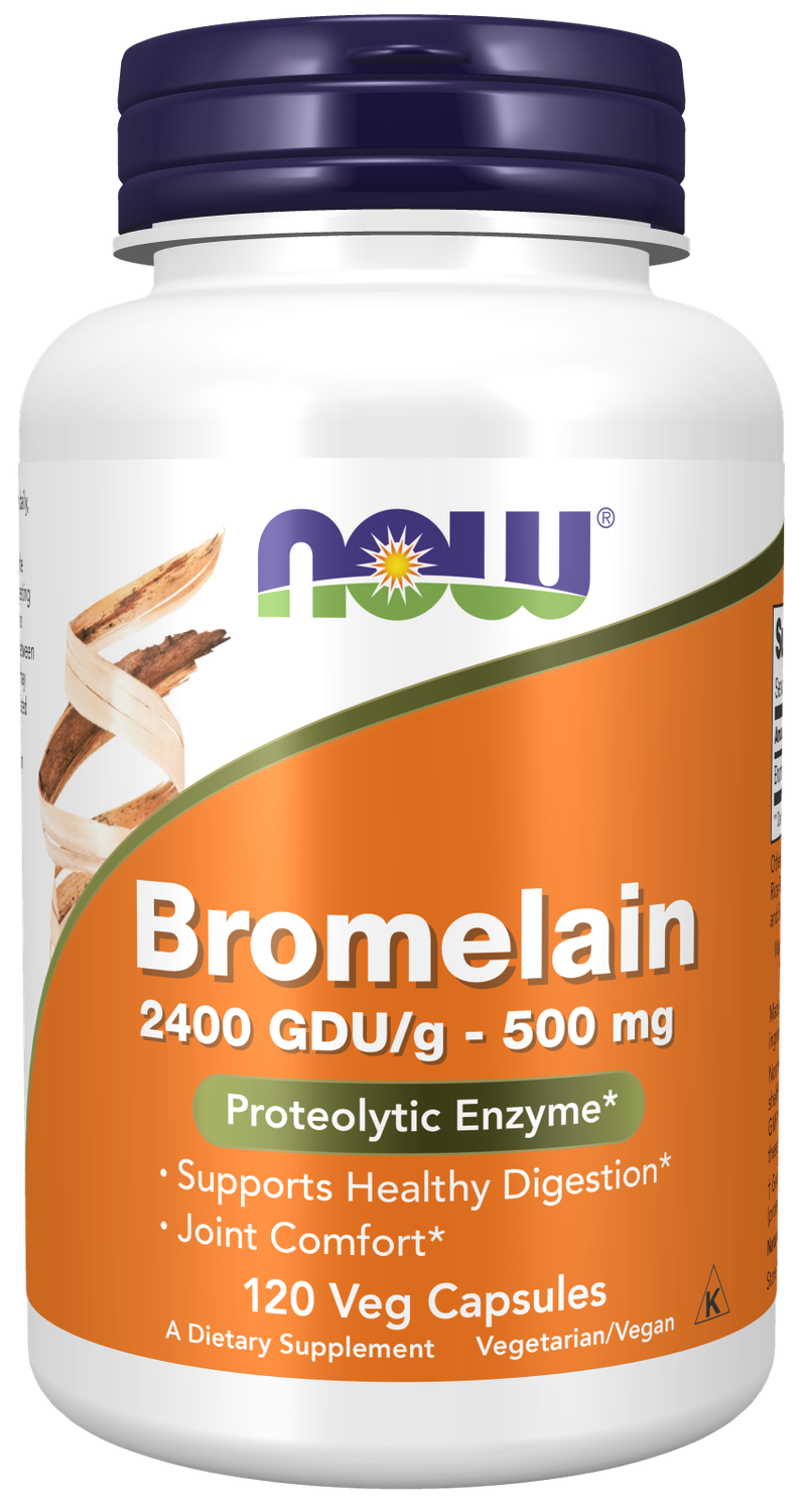 NOW Bromelain 2400 GDU/g-500 mg 120 Veg. Caps.