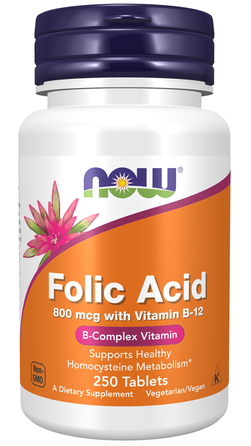 NOW Folic Acid 800 mcg with B-12 250 tablets
