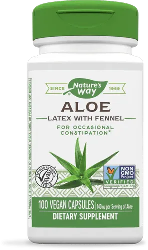 NATURE&#39;S WAY Aloe Latex w/ Fennel 140 mg. 100 Veg. Caps