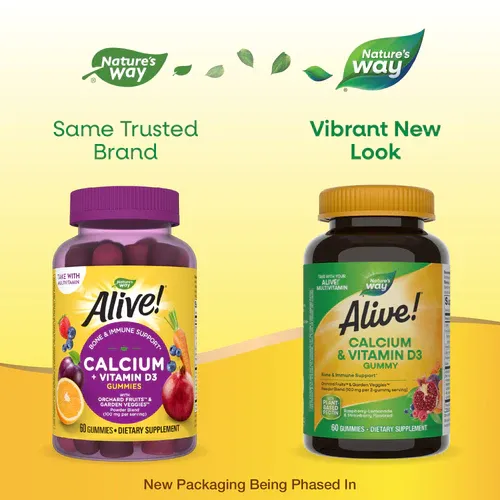 NATURE'S WAY Alive! Calcium + D3 60 Gummies