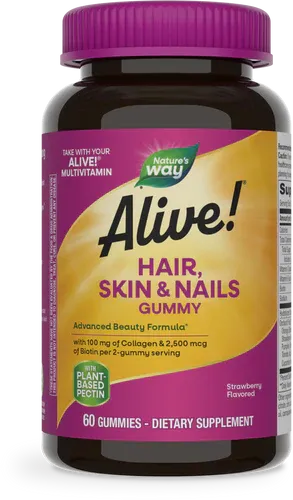 Natures Way Alive! Hair Skin Nails Gummies 60 count