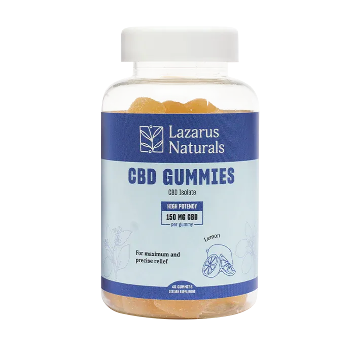 Lazarus Naturals CBD Isolate Gummies 150mg Lemon Flavor 40 count