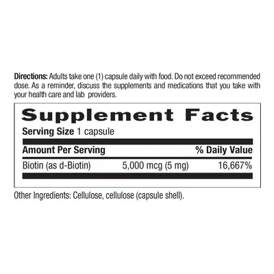 COUNTRY LIFE Biotin 5 mg. 60 Vegan Caps.