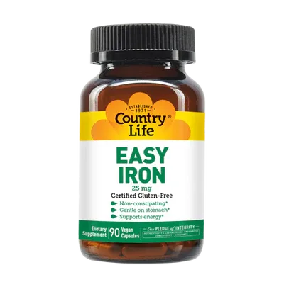 COUNTRY LIFE Easy Iron 25 mg. 90 Vegan Caps.