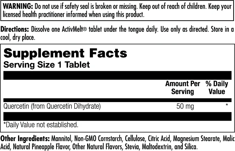 Kal Quercetin 50mg pineapple flavored 90 micro tabs