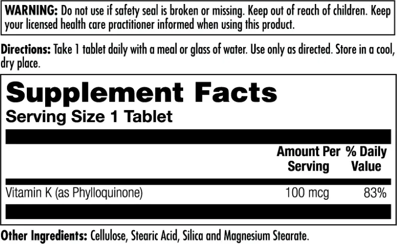 Kal K2 500 Mcg 100 Tablets