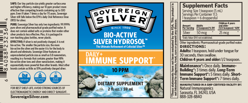 SOVEREIGN SILVER Bio-Active Silver Hydrosol Dropper Top 2 Fl. Oz.