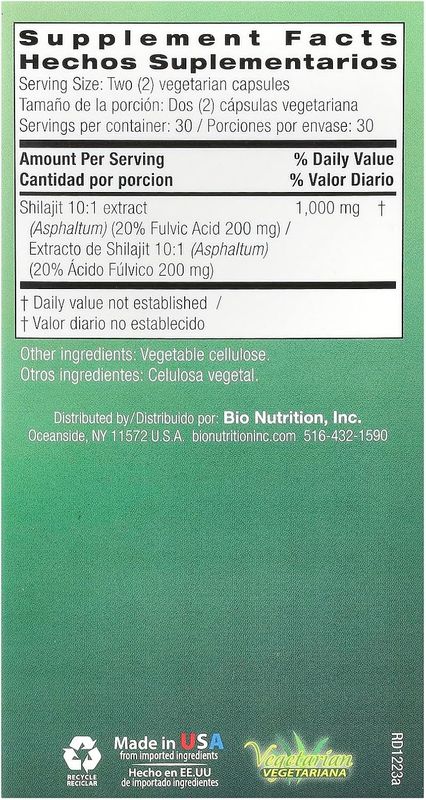 Bio Nutrition Shilajit 60 vc