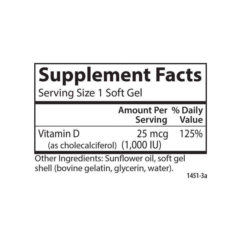 Carlson Vitamin D3 1000IU 250 Softgels